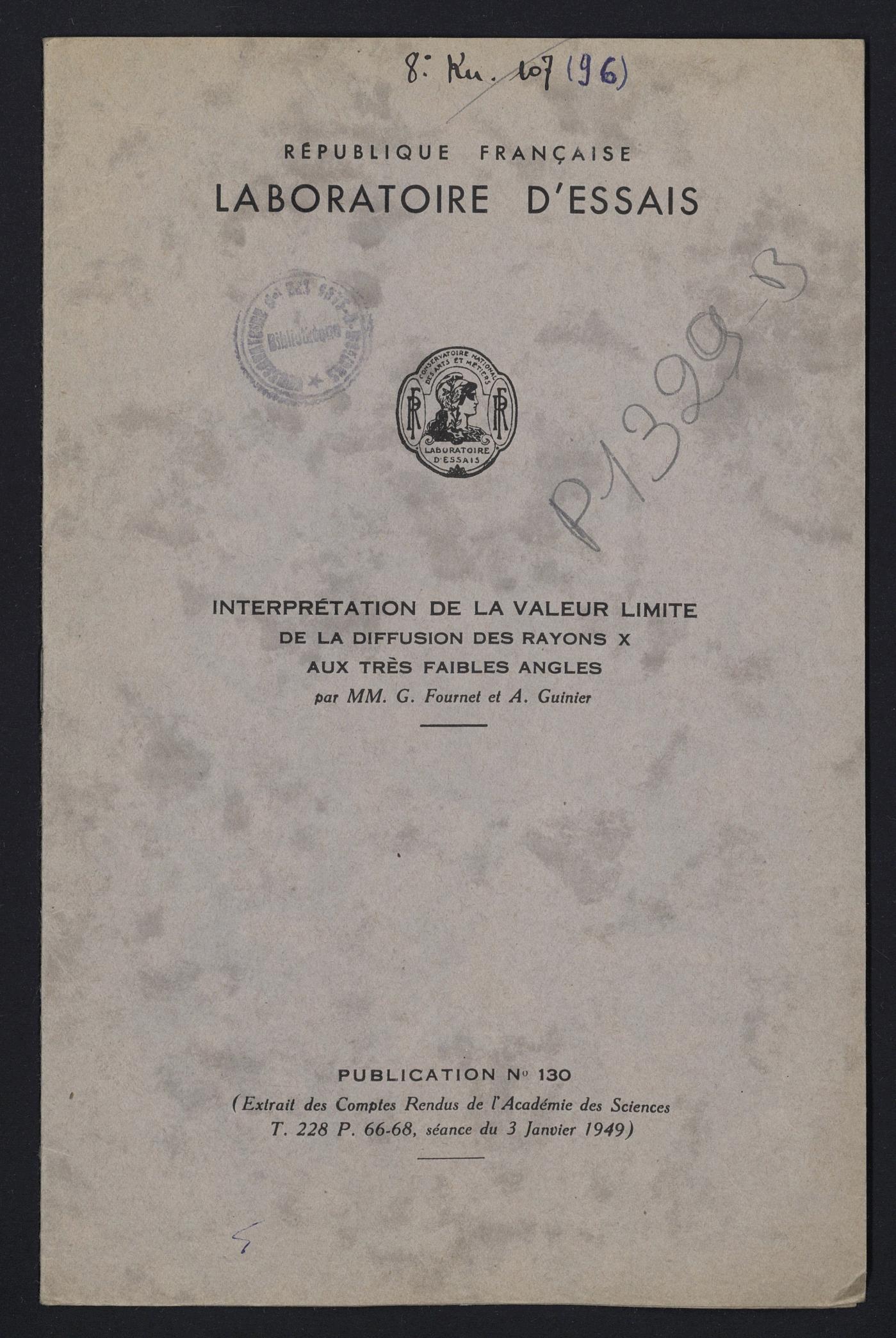 Page de titre du P1329-B.71