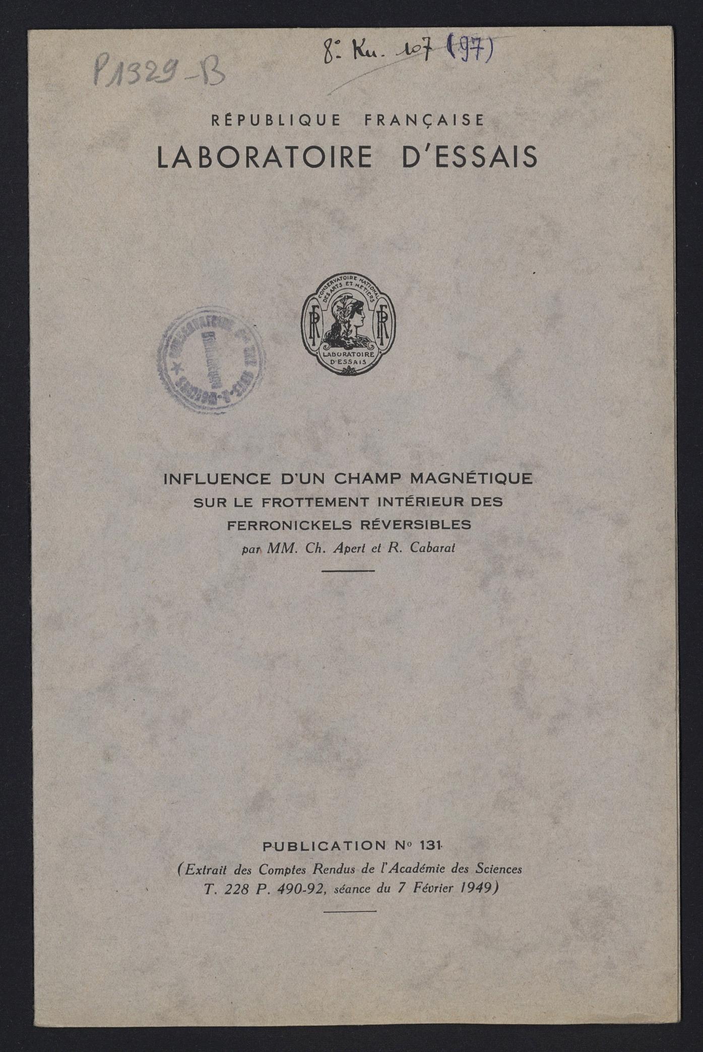 Page de titre du P1329-B.72