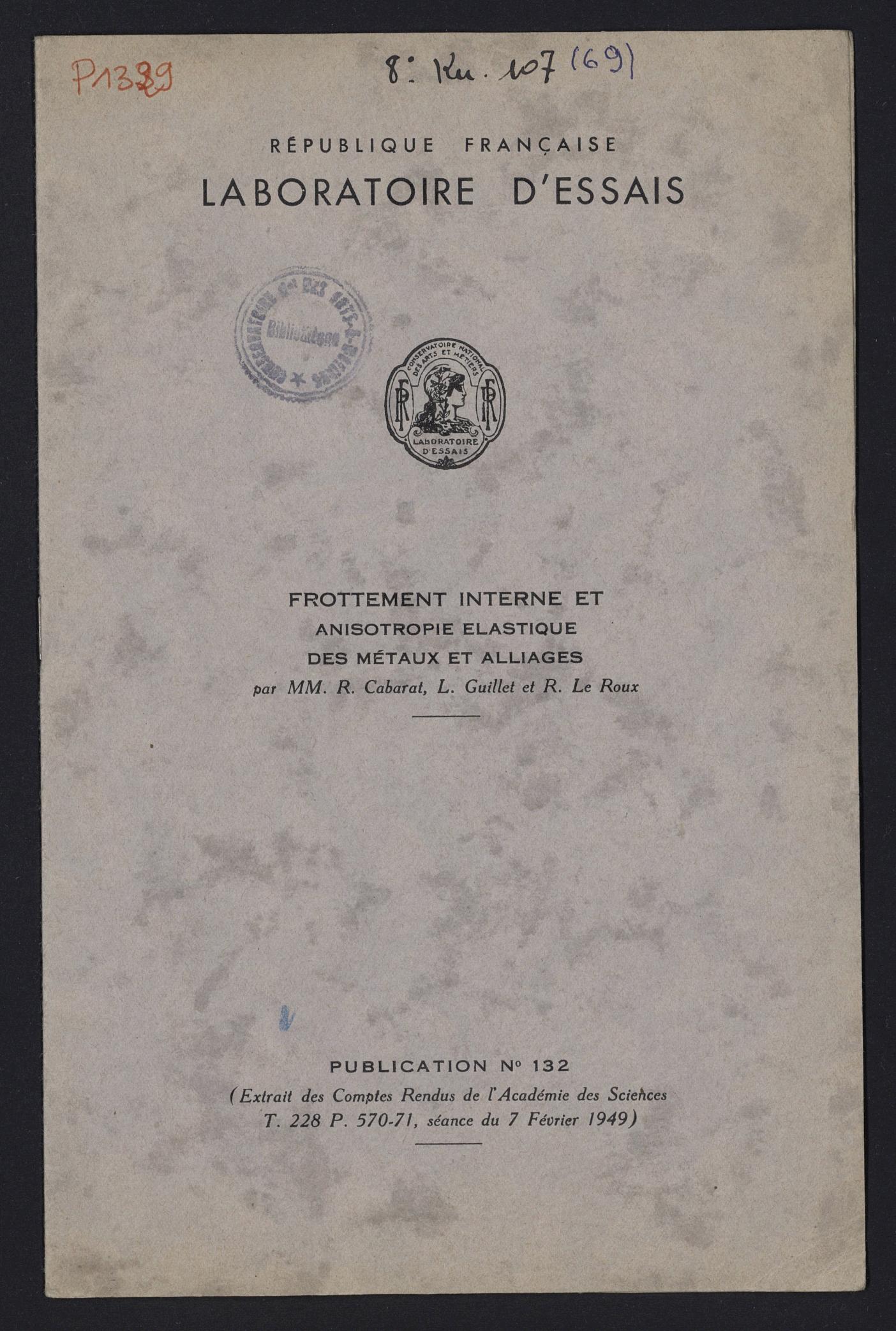 Page de titre du P1329-B.73