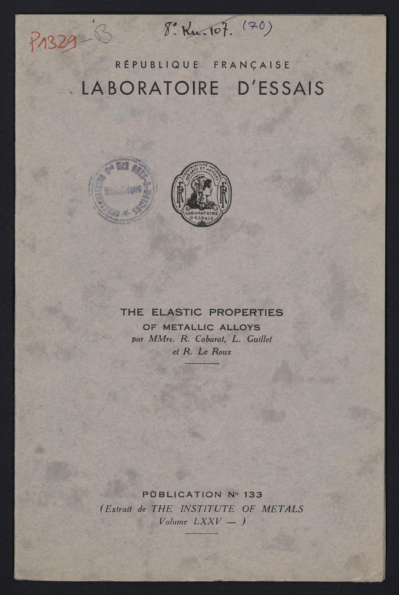 Page de titre du P1329-B.74