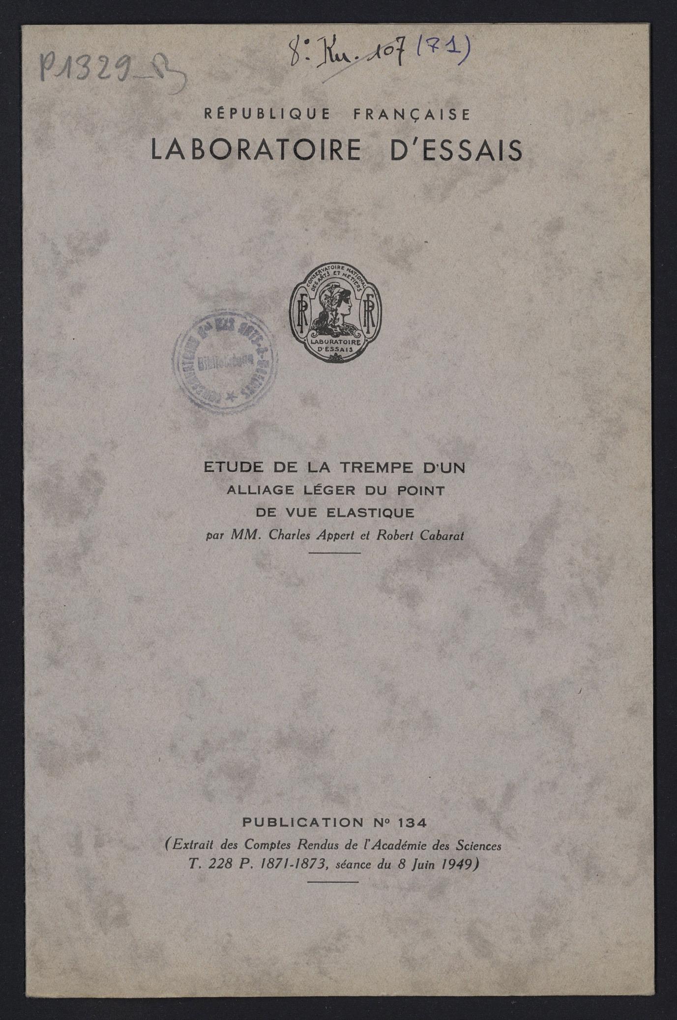 Page de titre du P1329-B.75