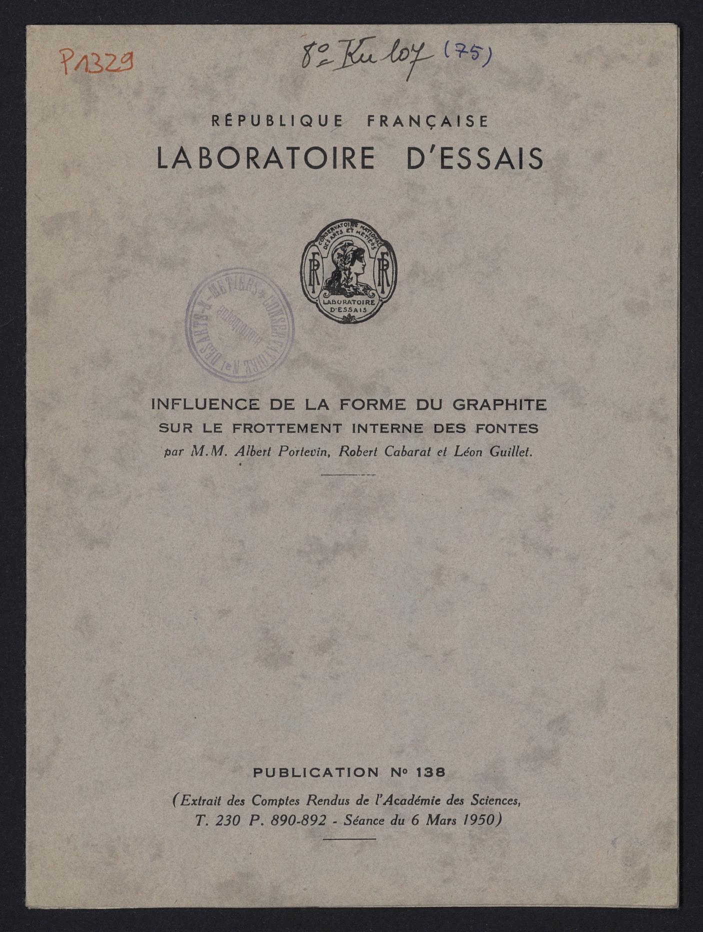 Page de titre du P1329-B.79