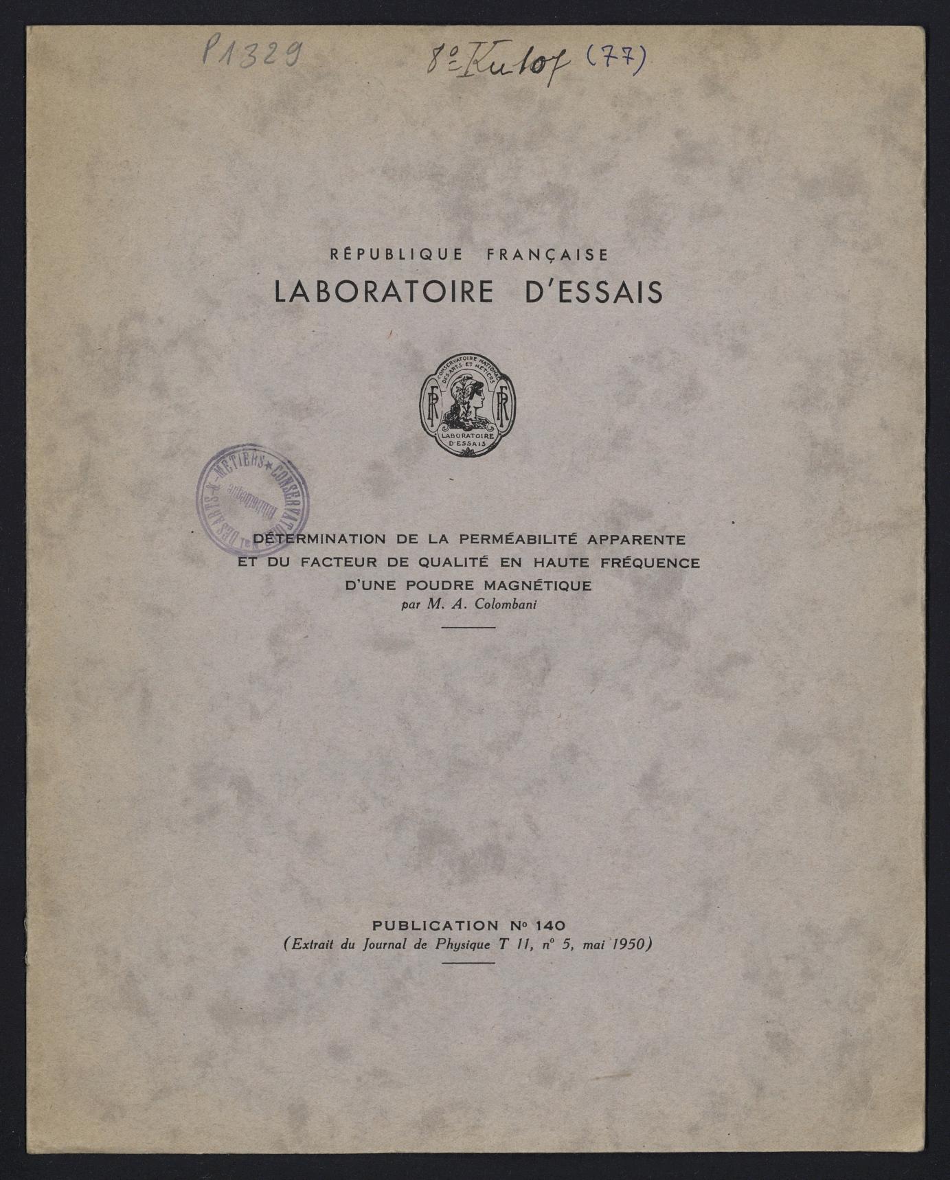 Page de titre du P1329-B.81