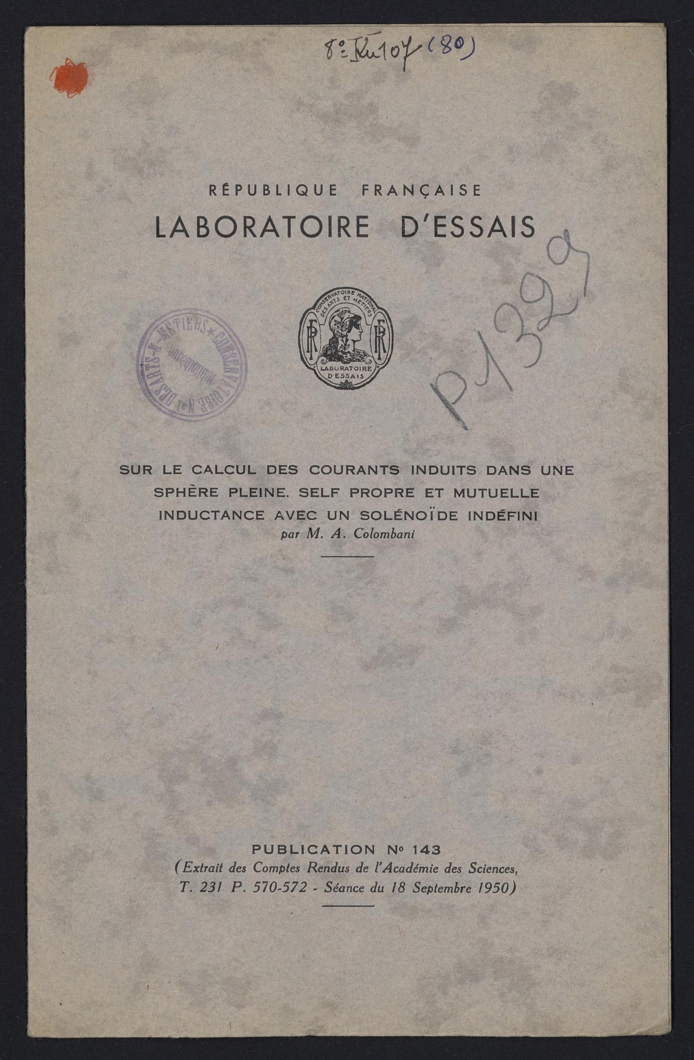 Page de titre du P1329-B.84