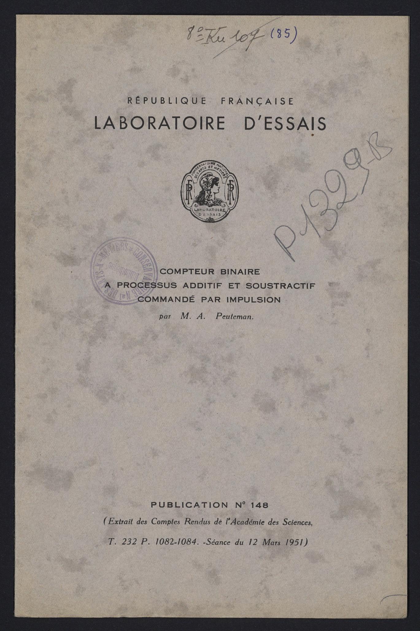 Page de titre du P1329-B.89