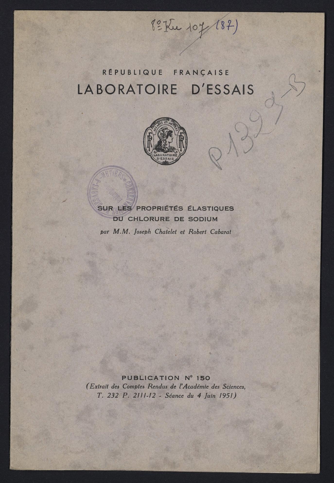 Page de titre du P1329-B.91