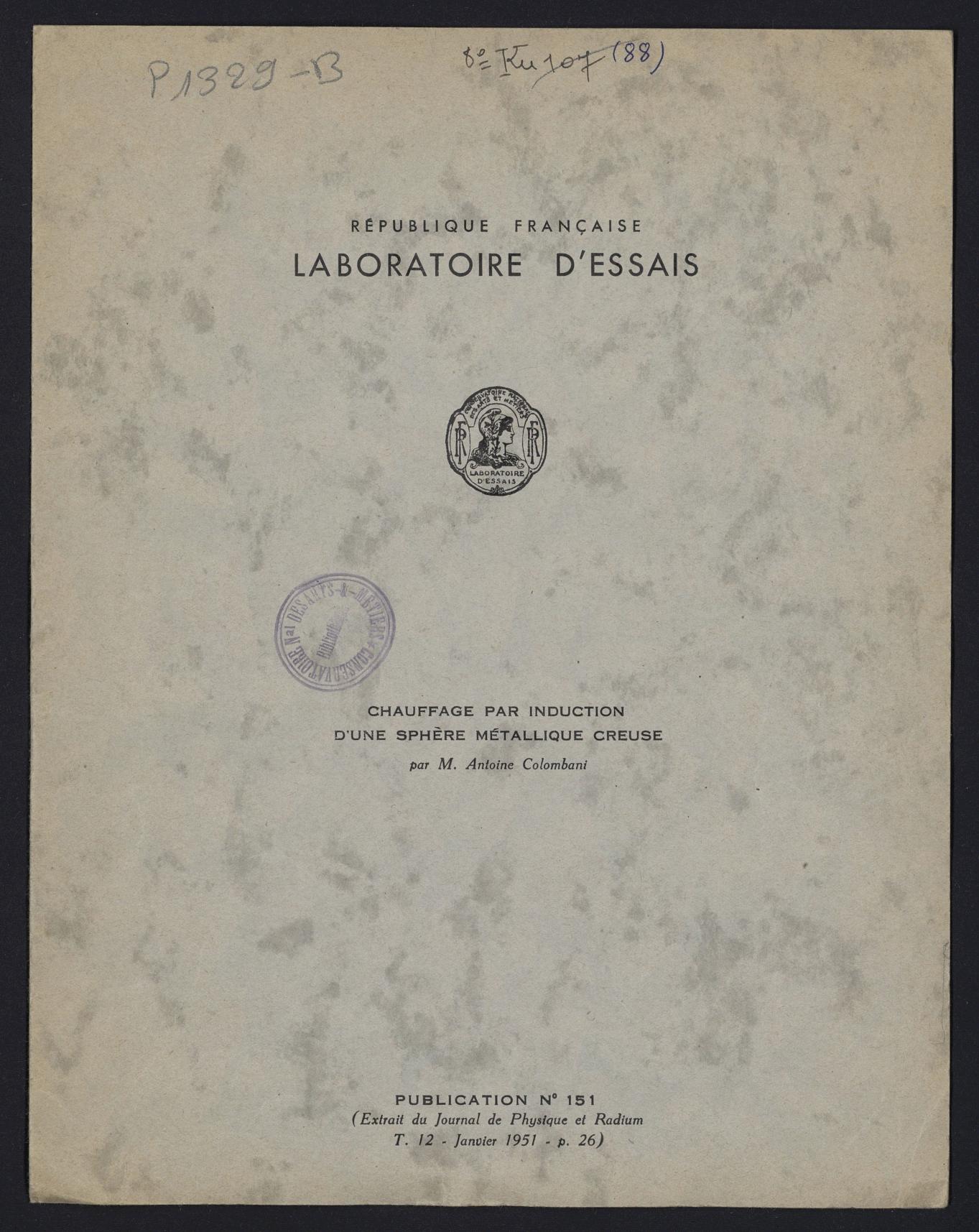 Page de titre du P1329-B.92