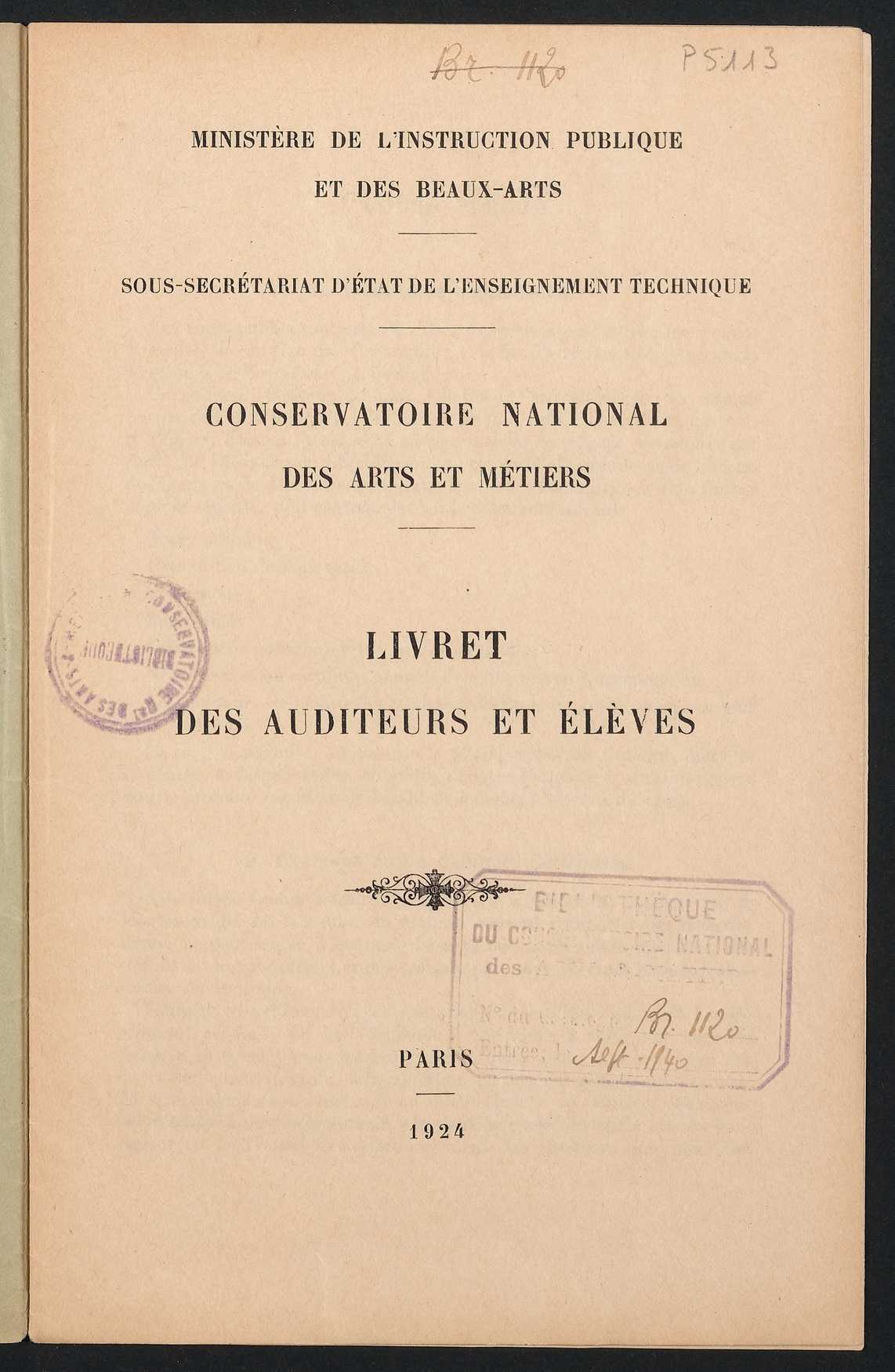 Page de titre du P5113.1