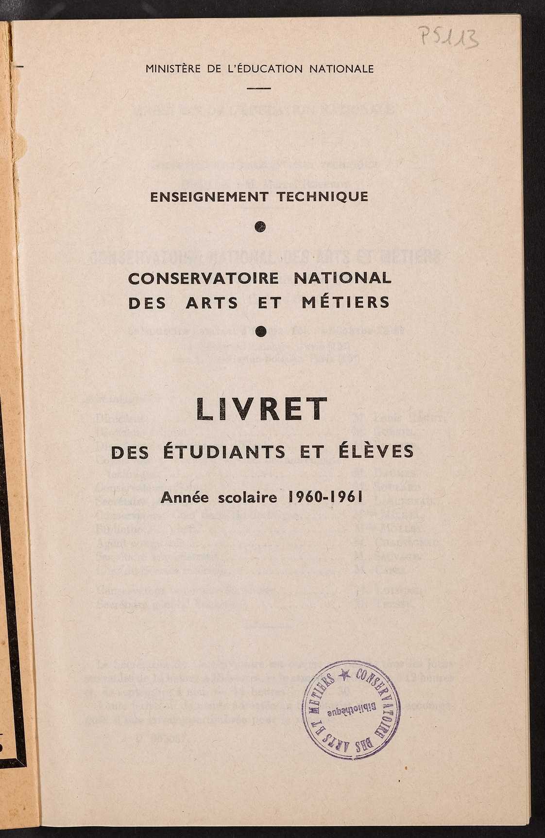 Page de titre du P5113.26