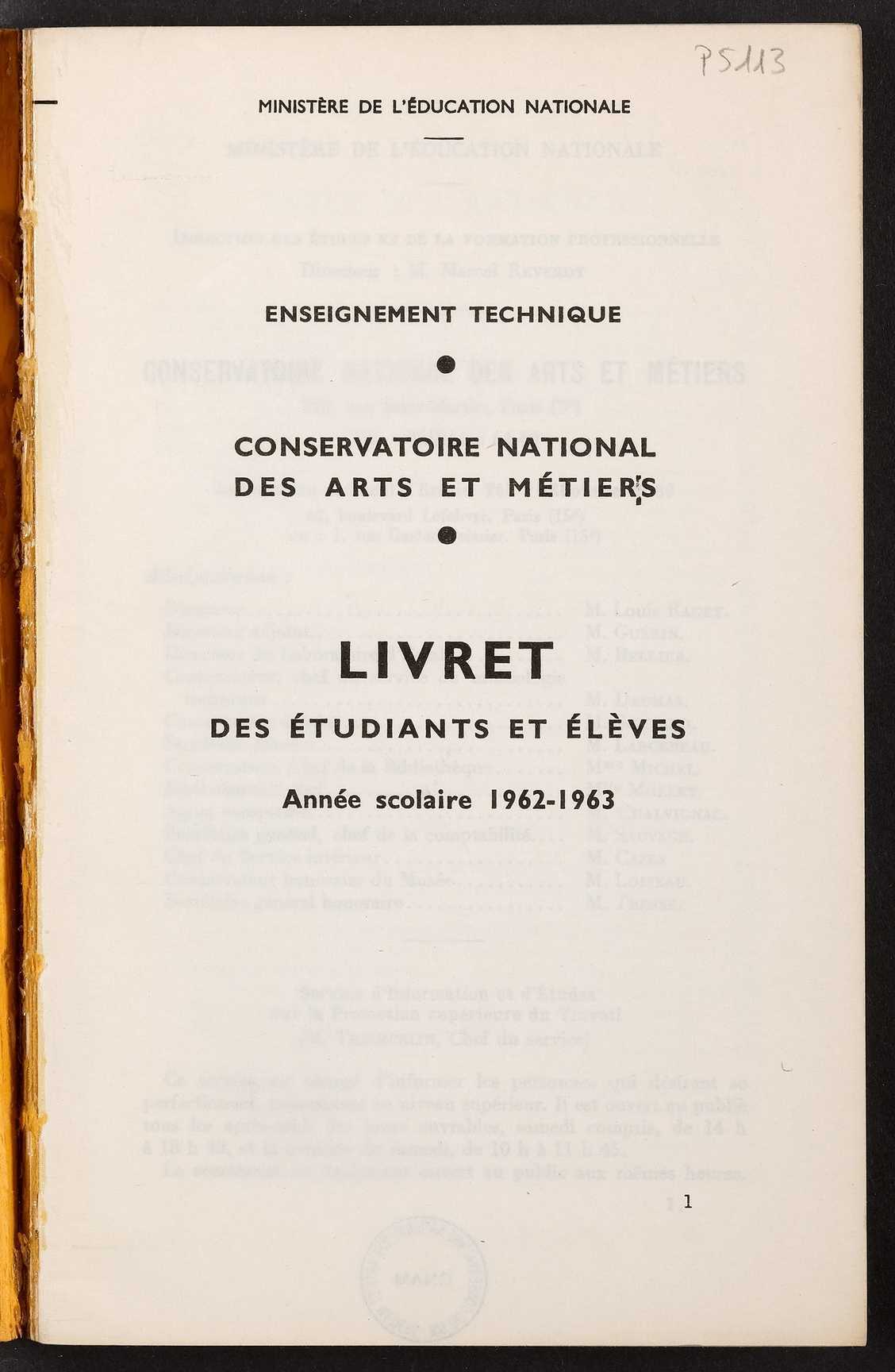 Page de titre du P5113.28