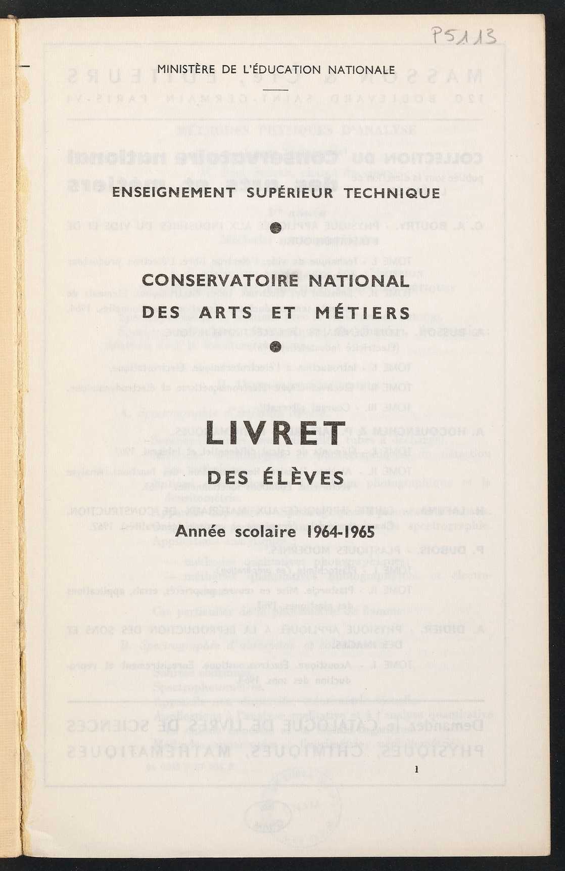 Page de titre du P5113.30