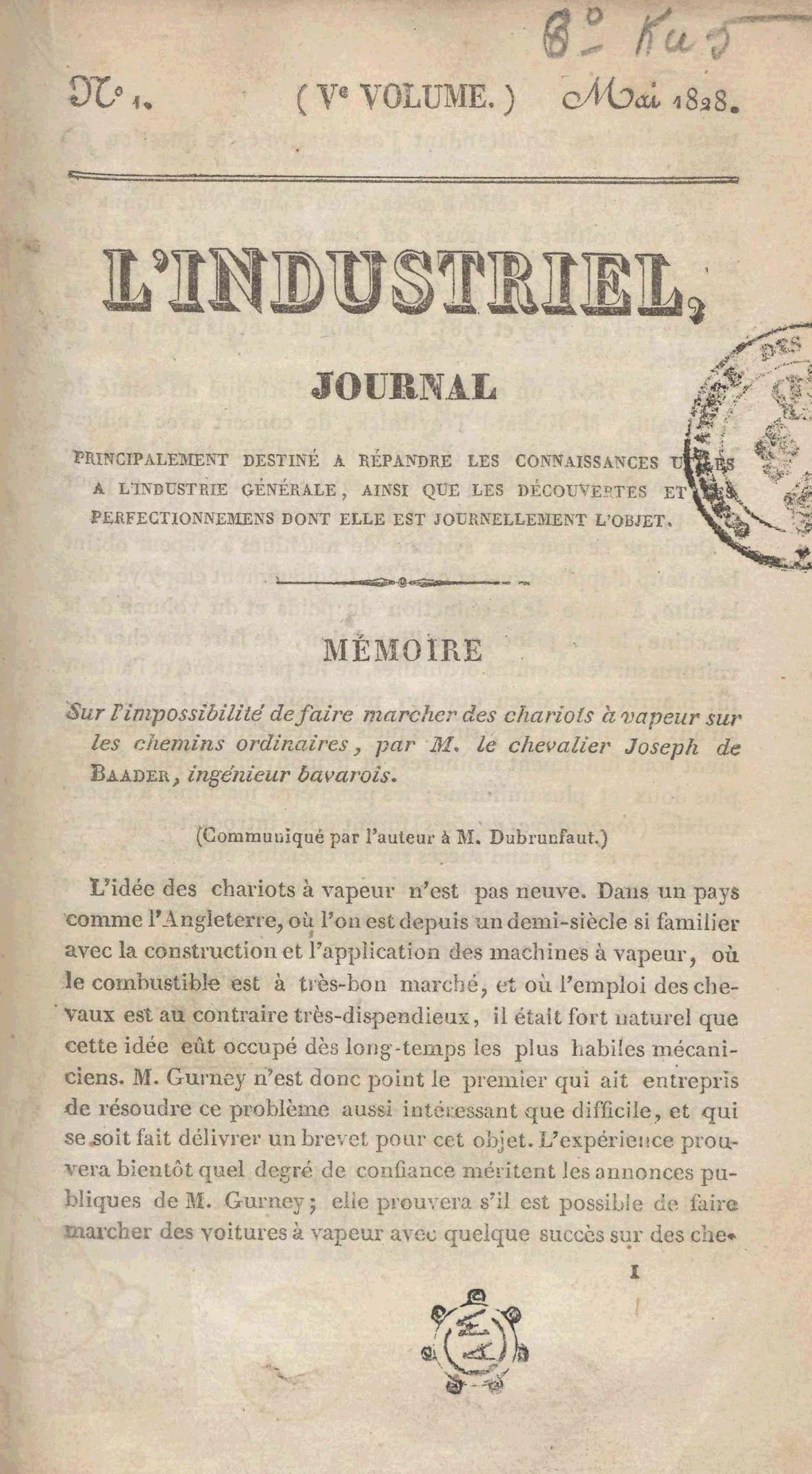 Page de titre du P905.5