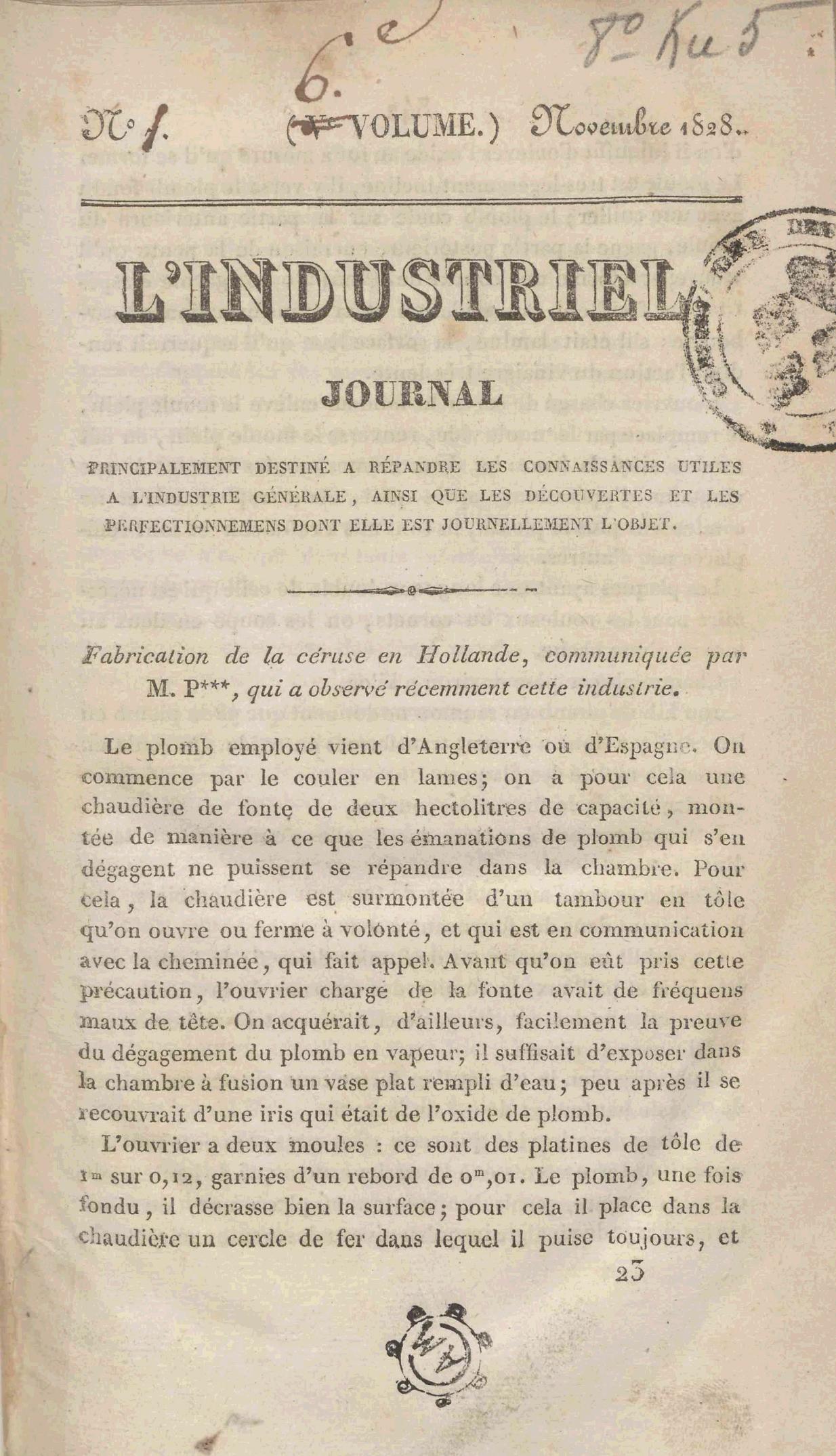 Page de titre du P905.6