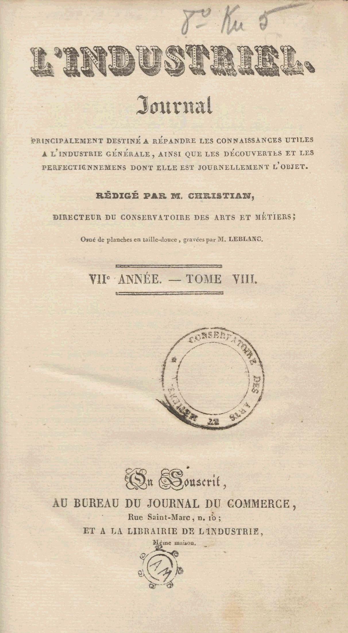 Page de titre du P905.8