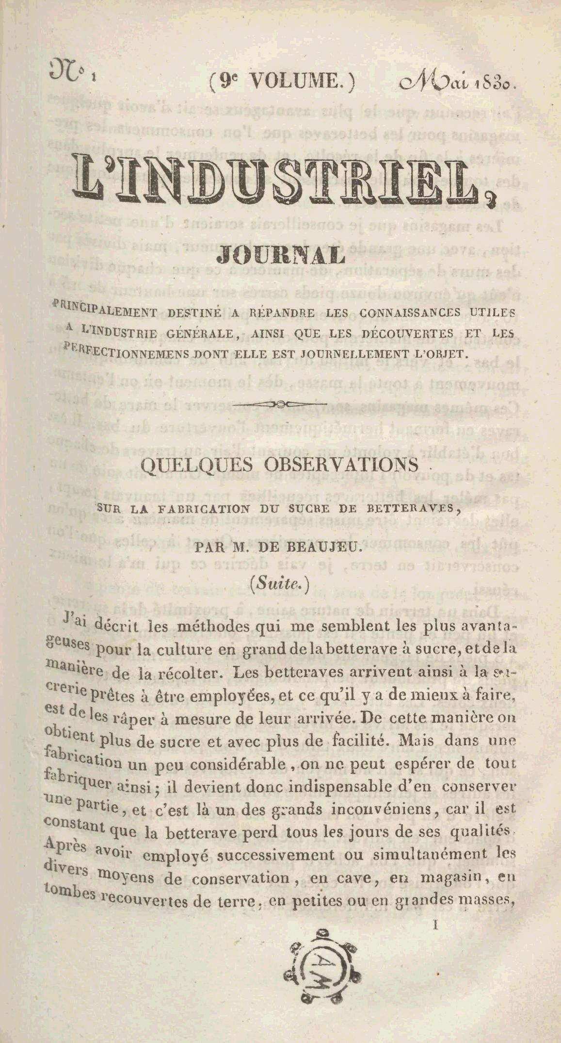 Page de titre du P905.9