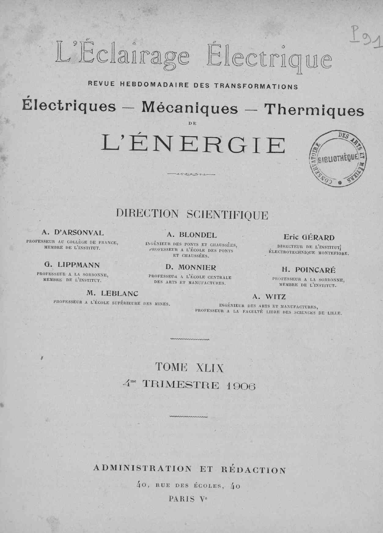 Page de titre du P91.49