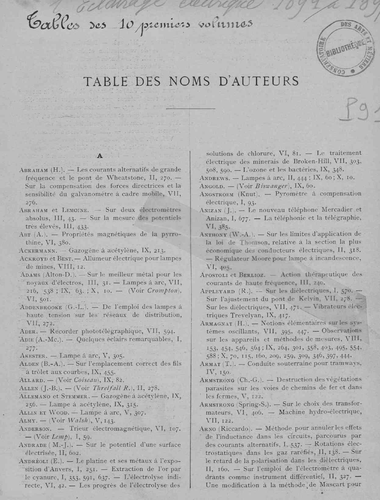 Page de titre du P91.54