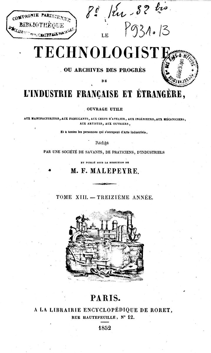 Page de titre du P931.13