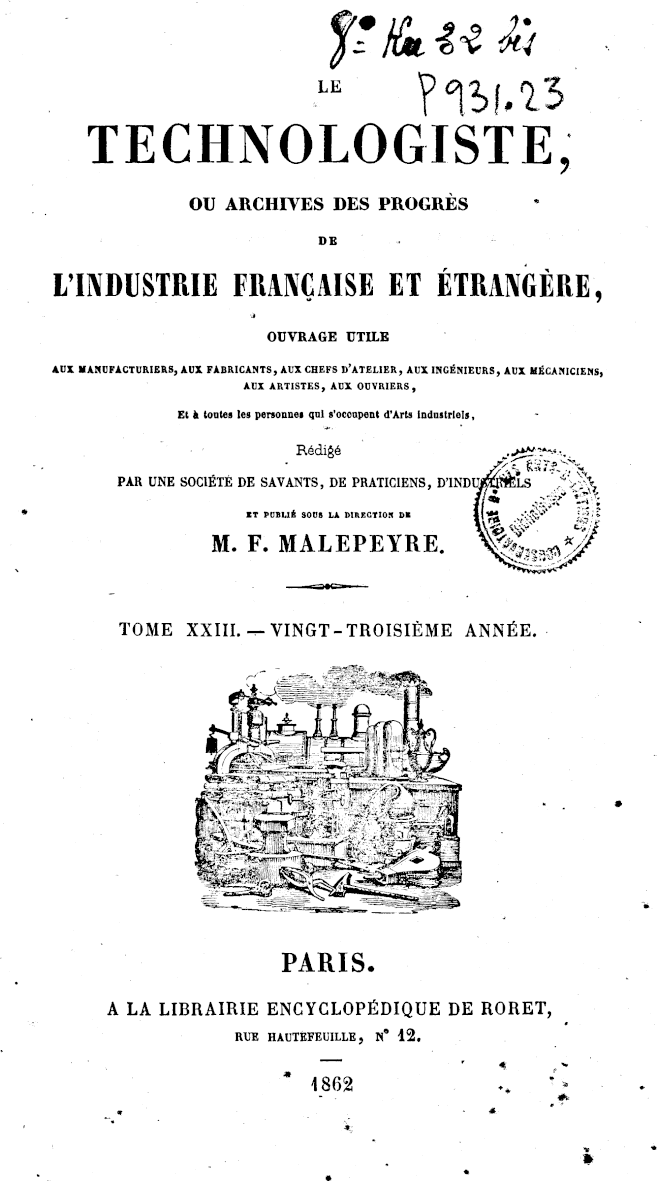 Page de titre du P931.23