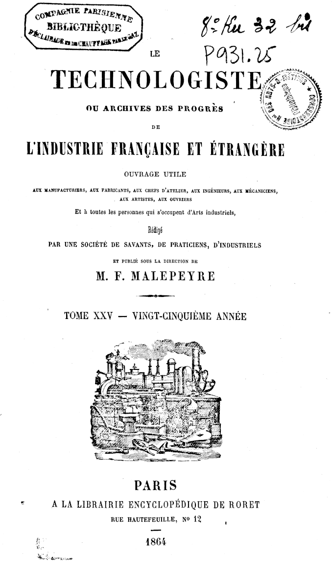 Page de titre du P931.25