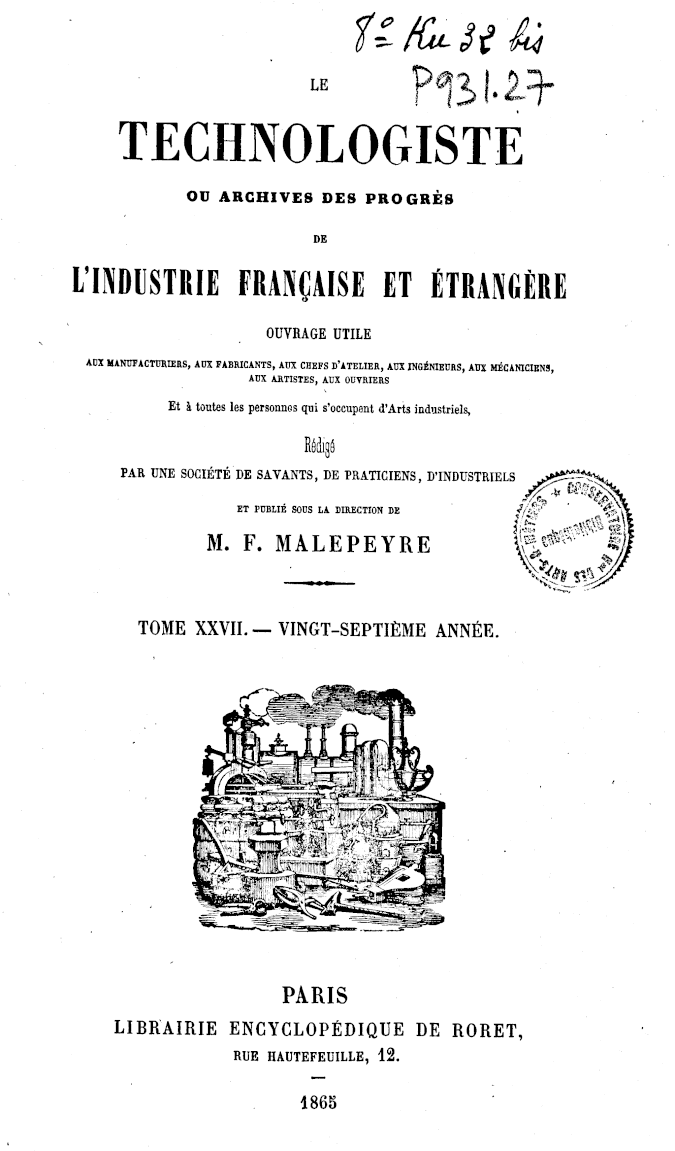 Page de titre du P931.27