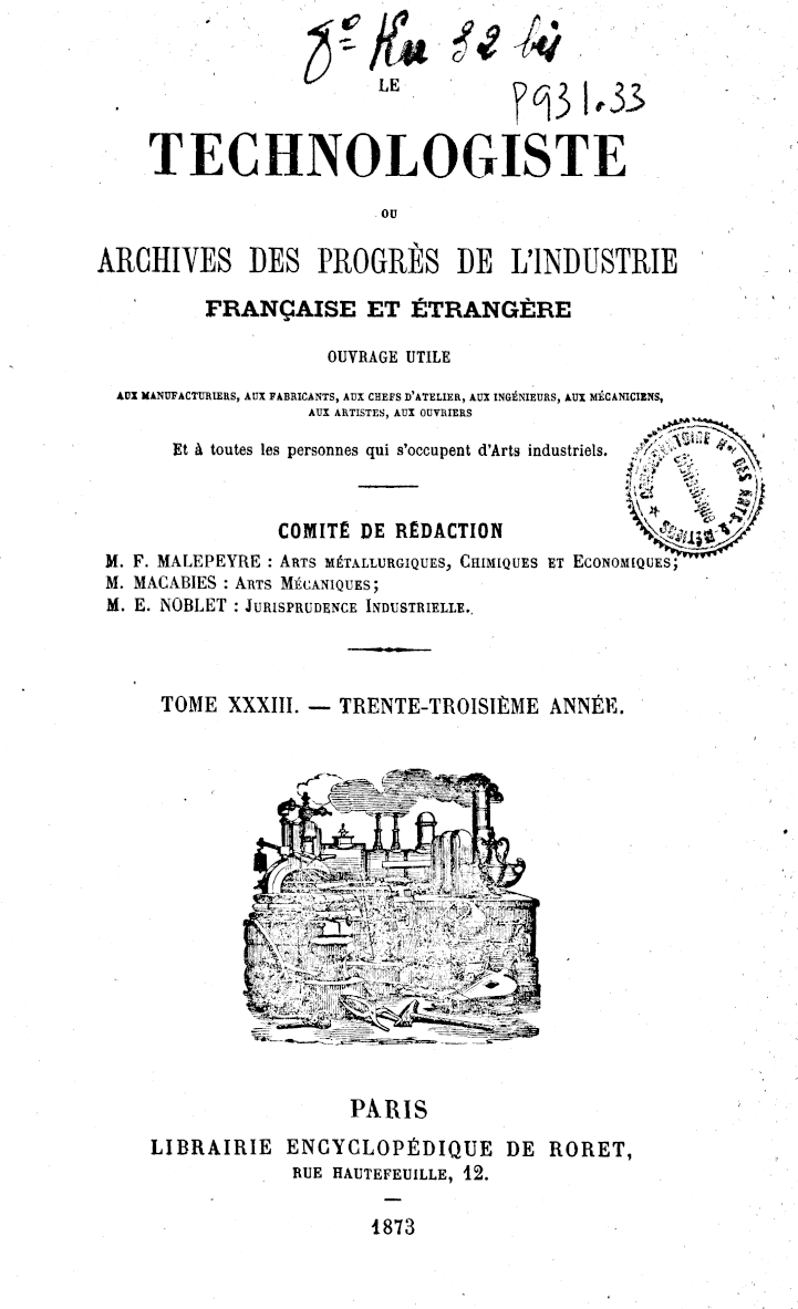 Page de titre du P931.33