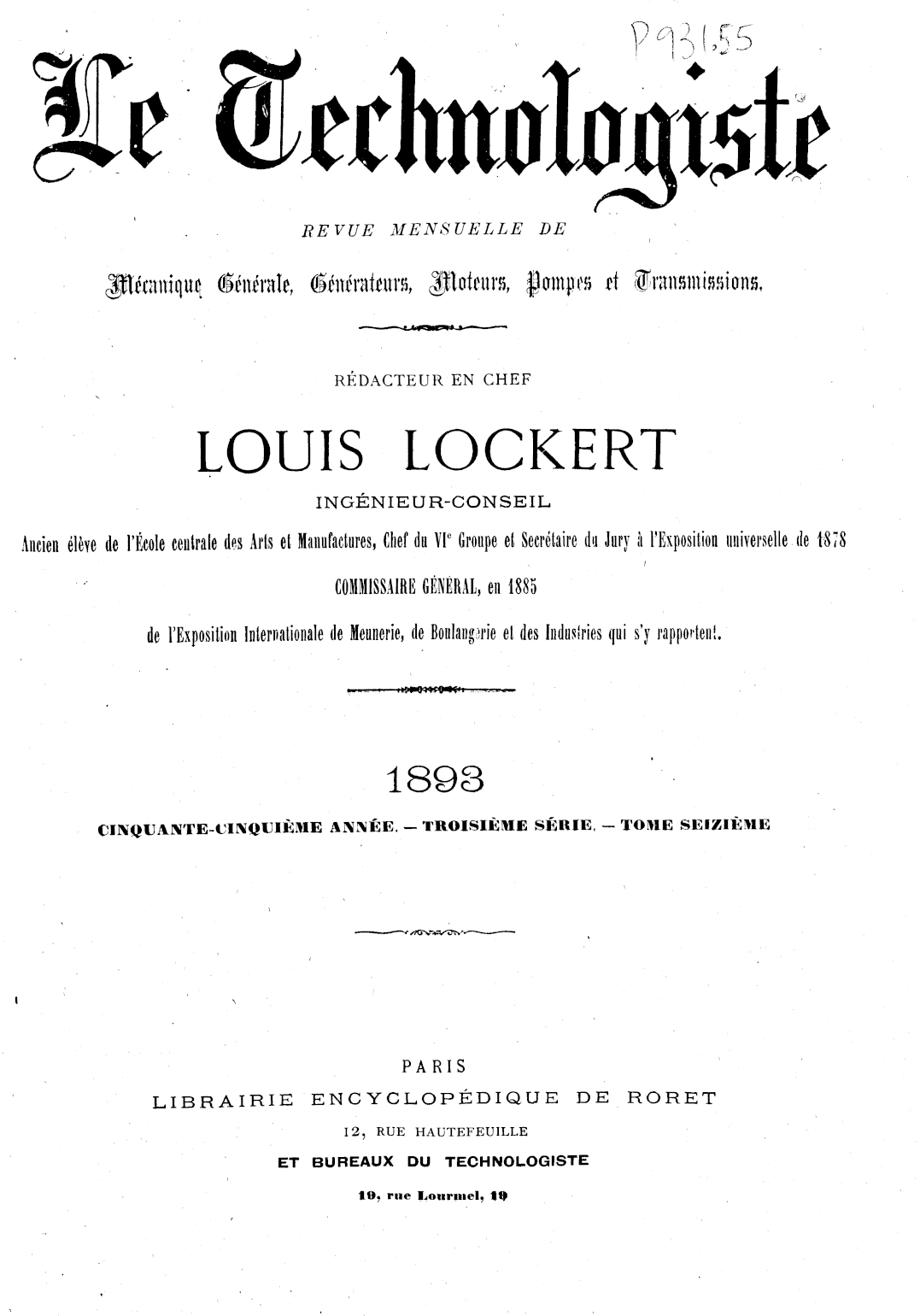 Page de titre du P931.55