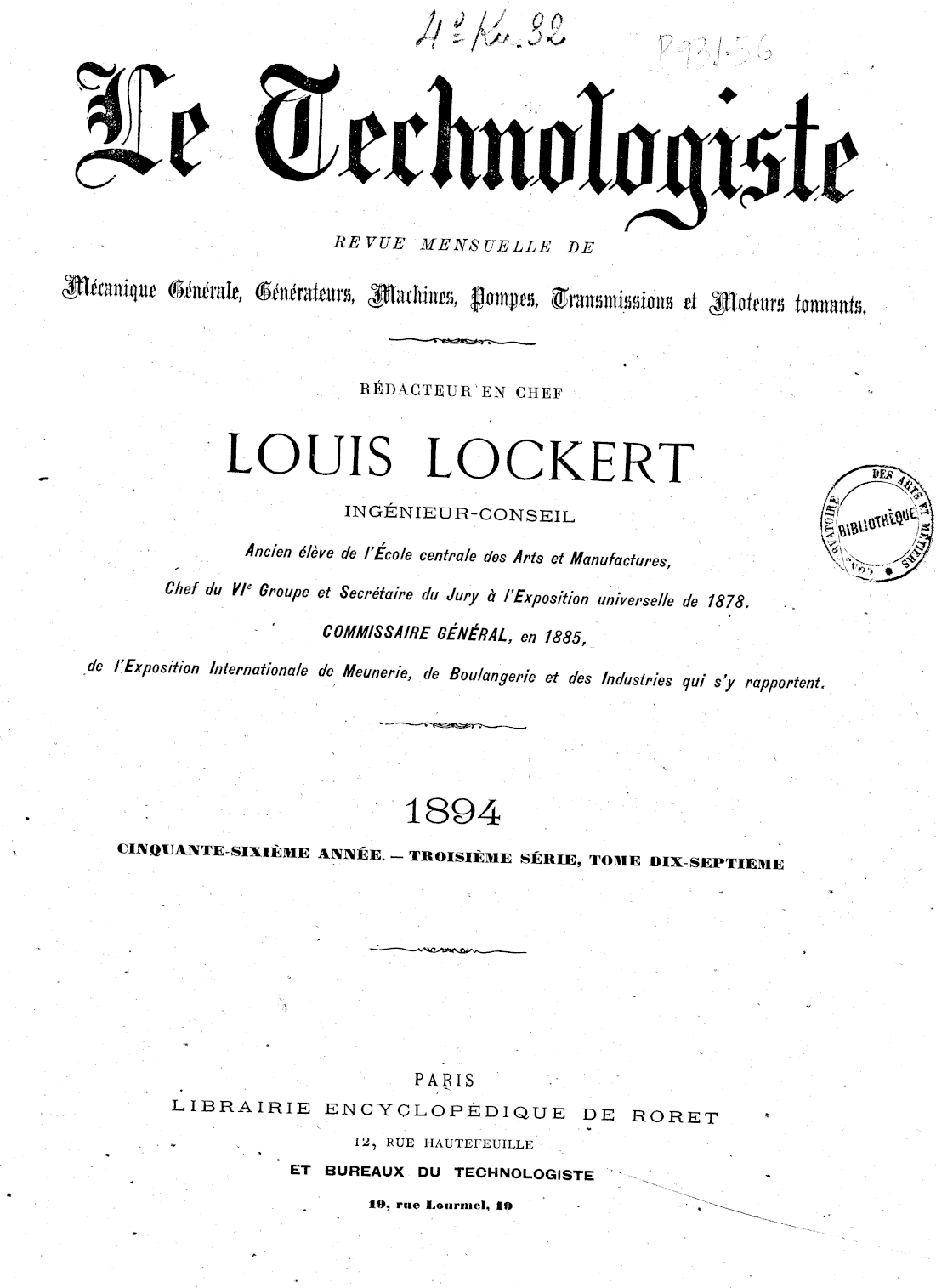 Page de titre du P931.56