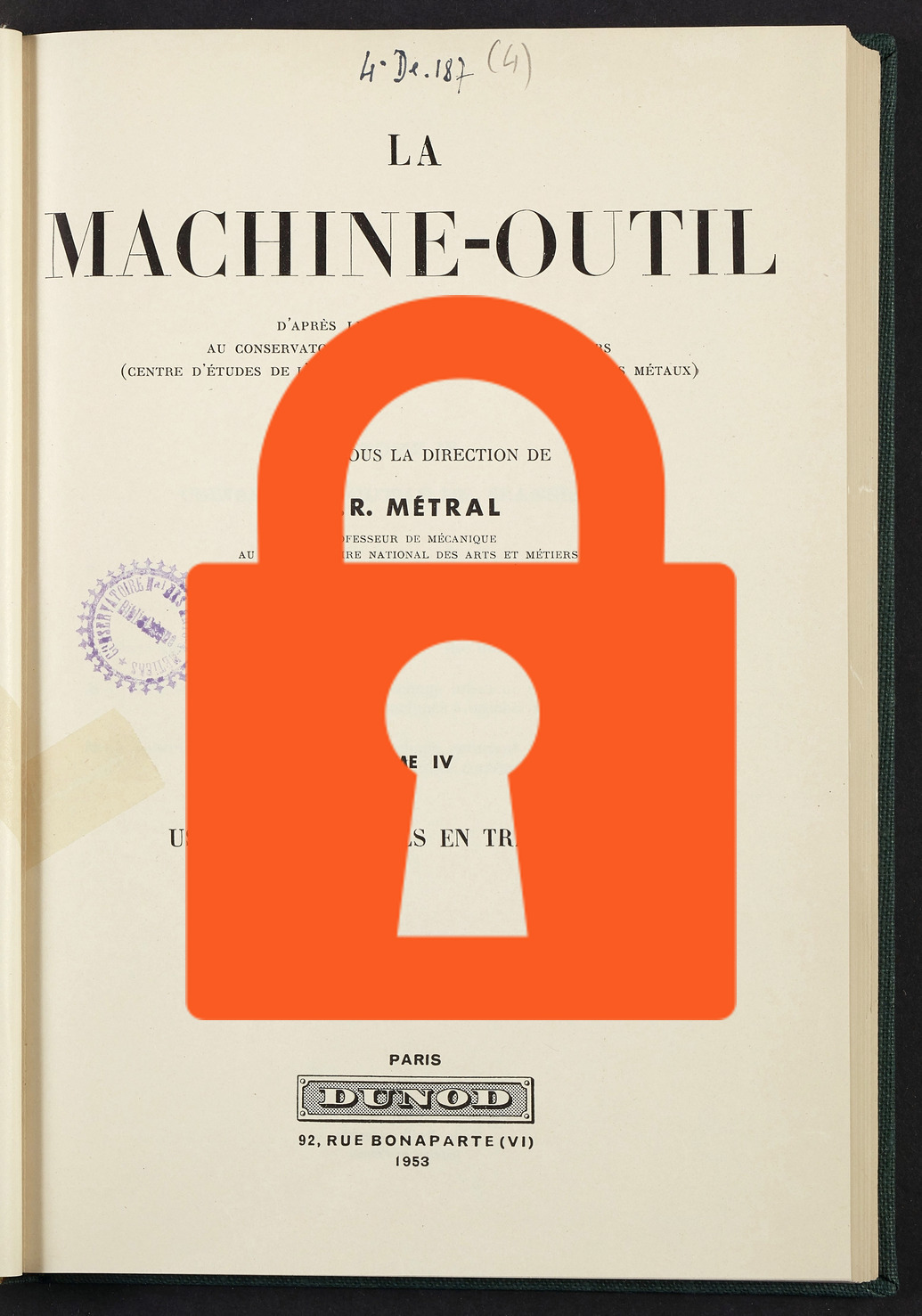 Page de titre du 4DE187.4