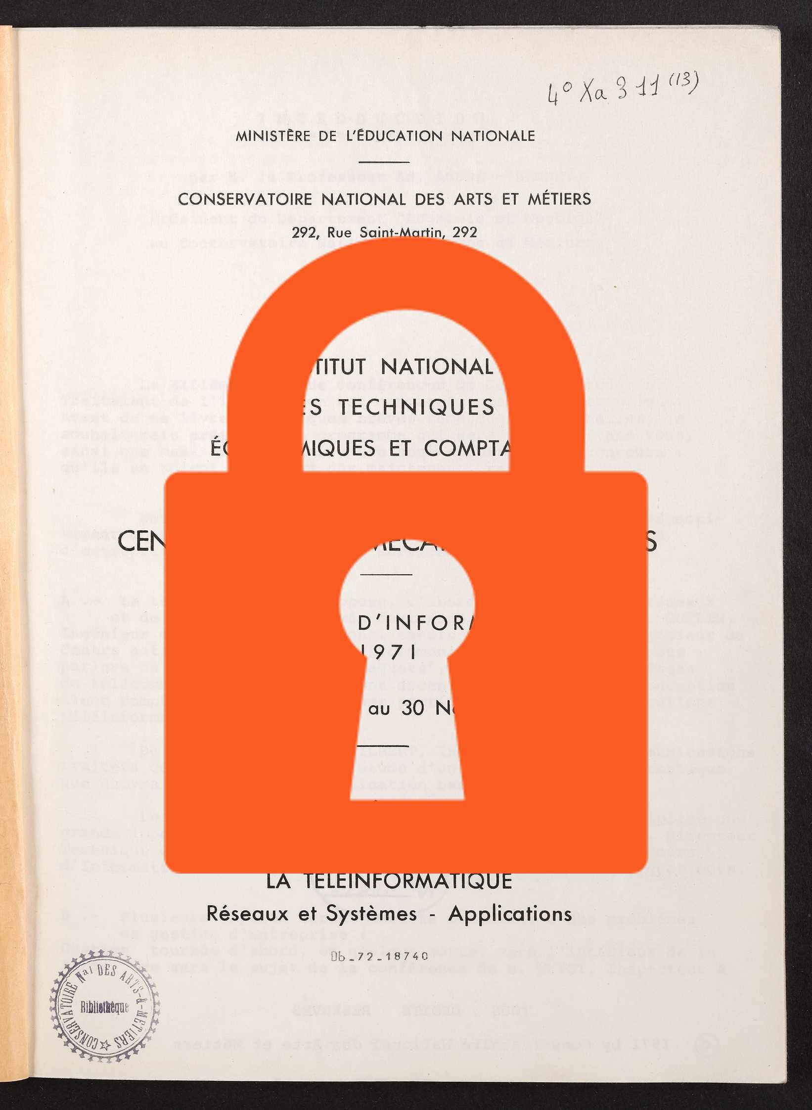 Page de titre du 4XA311.13