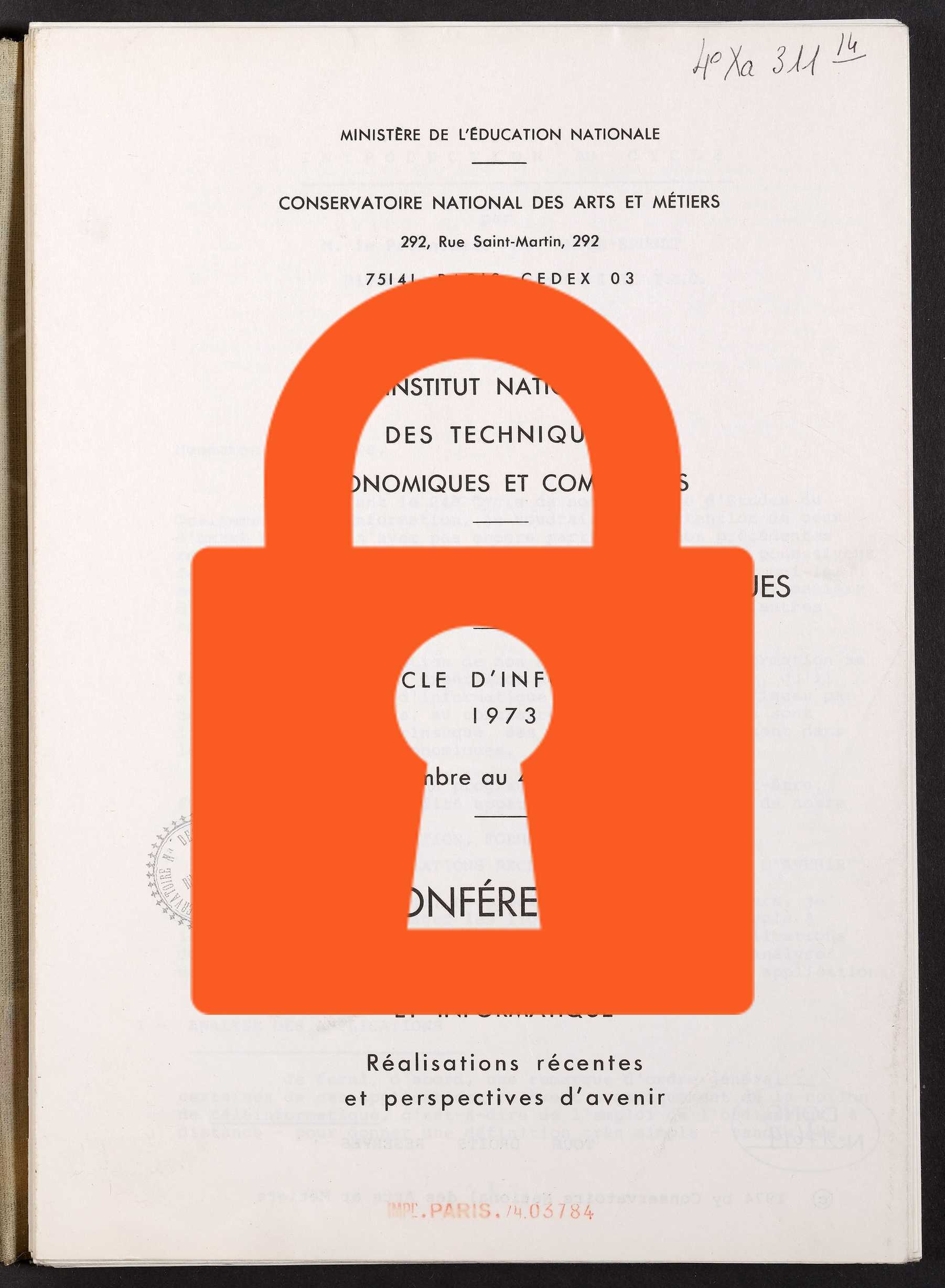 Page de titre du 4XA311.14