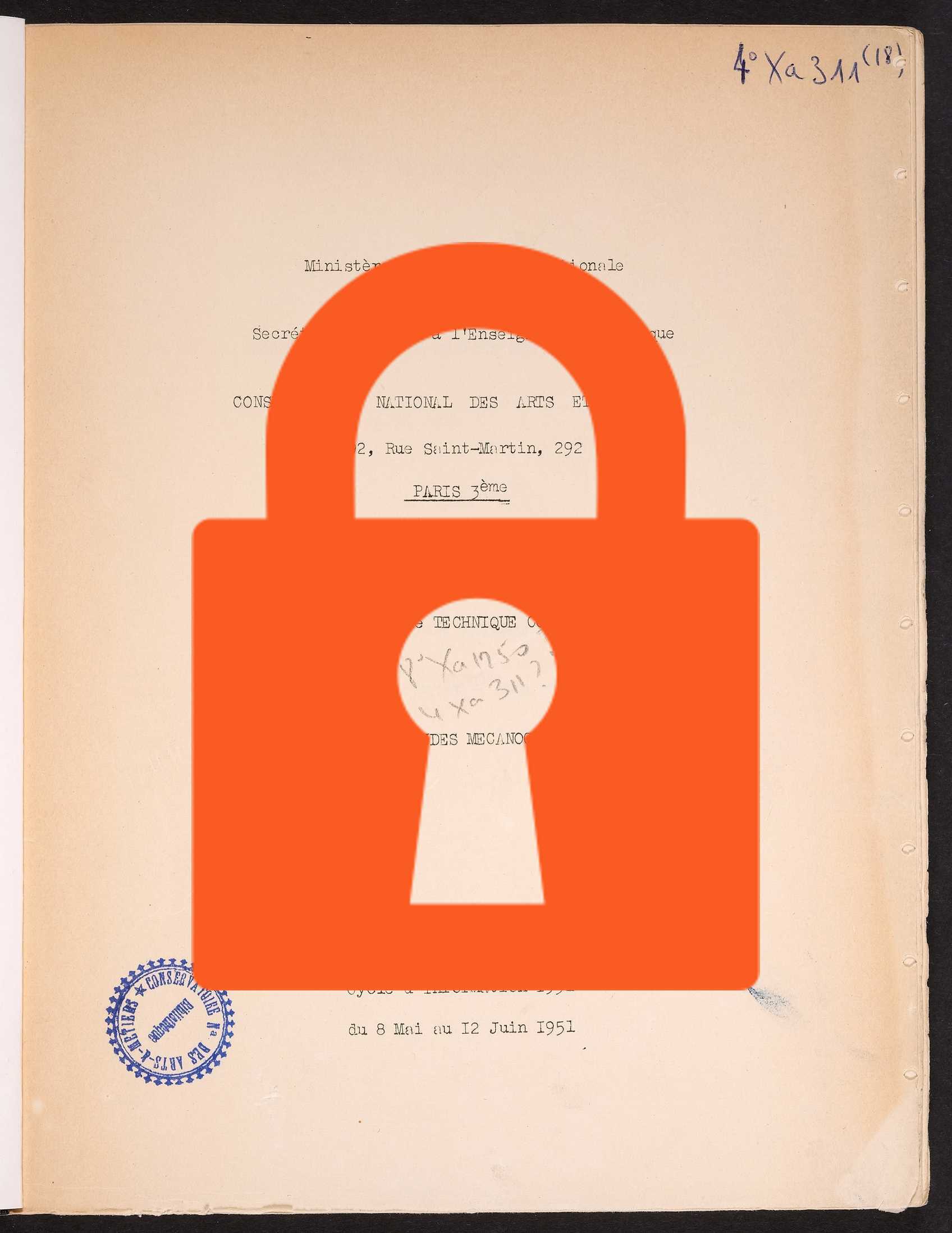 Page de titre du 4XA311.18