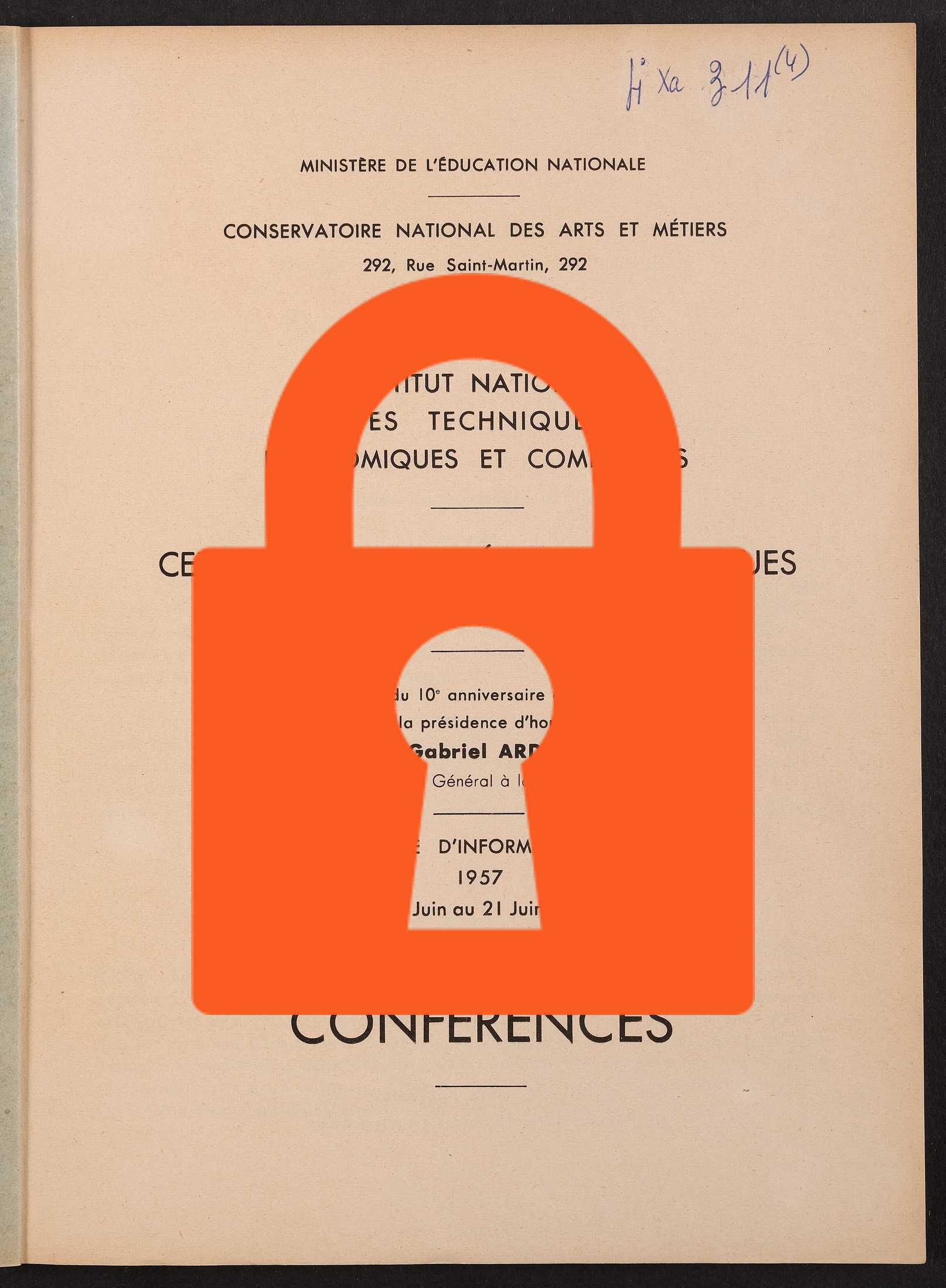 Page de titre du 4XA311.4