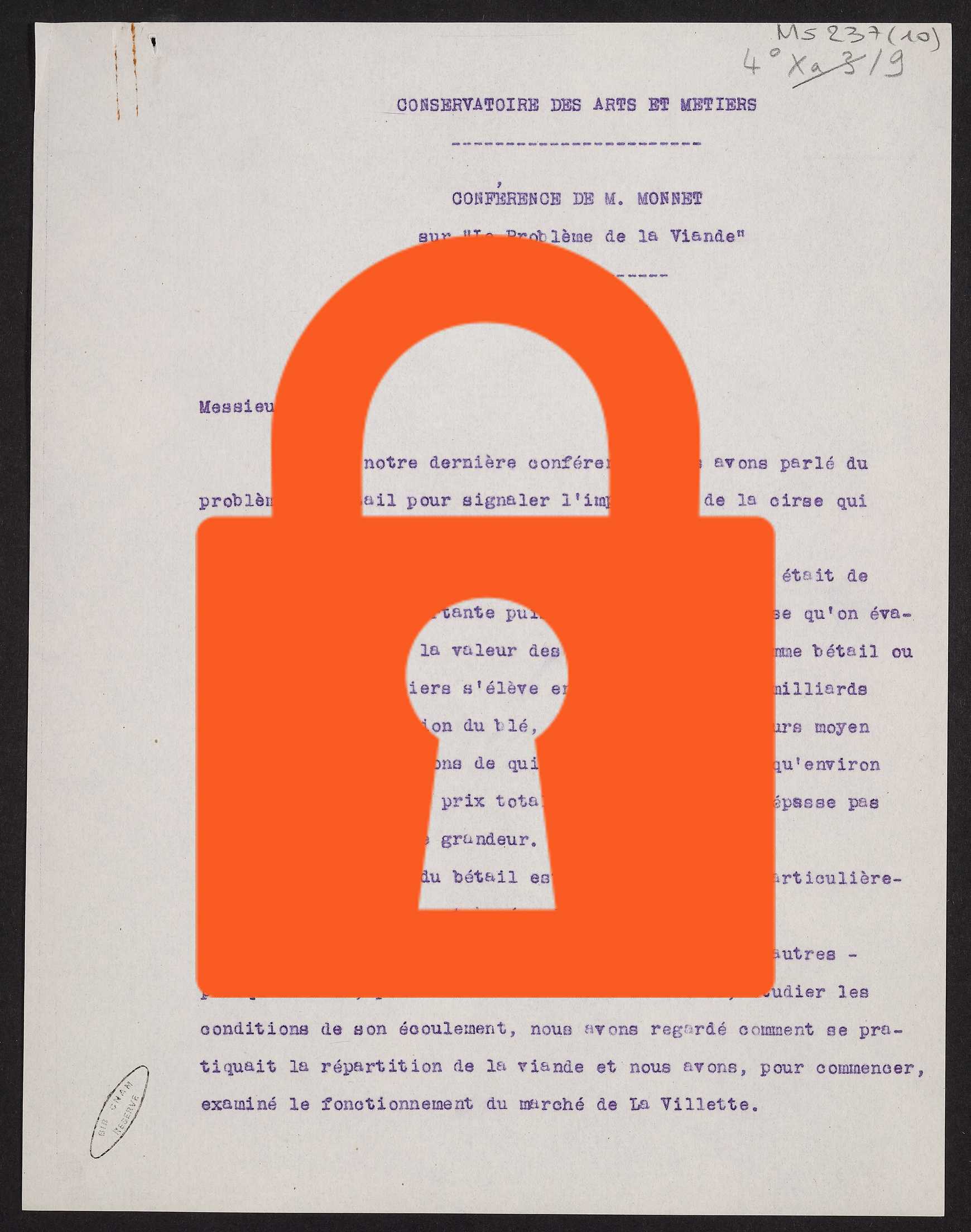 Page de titre du MS237.10