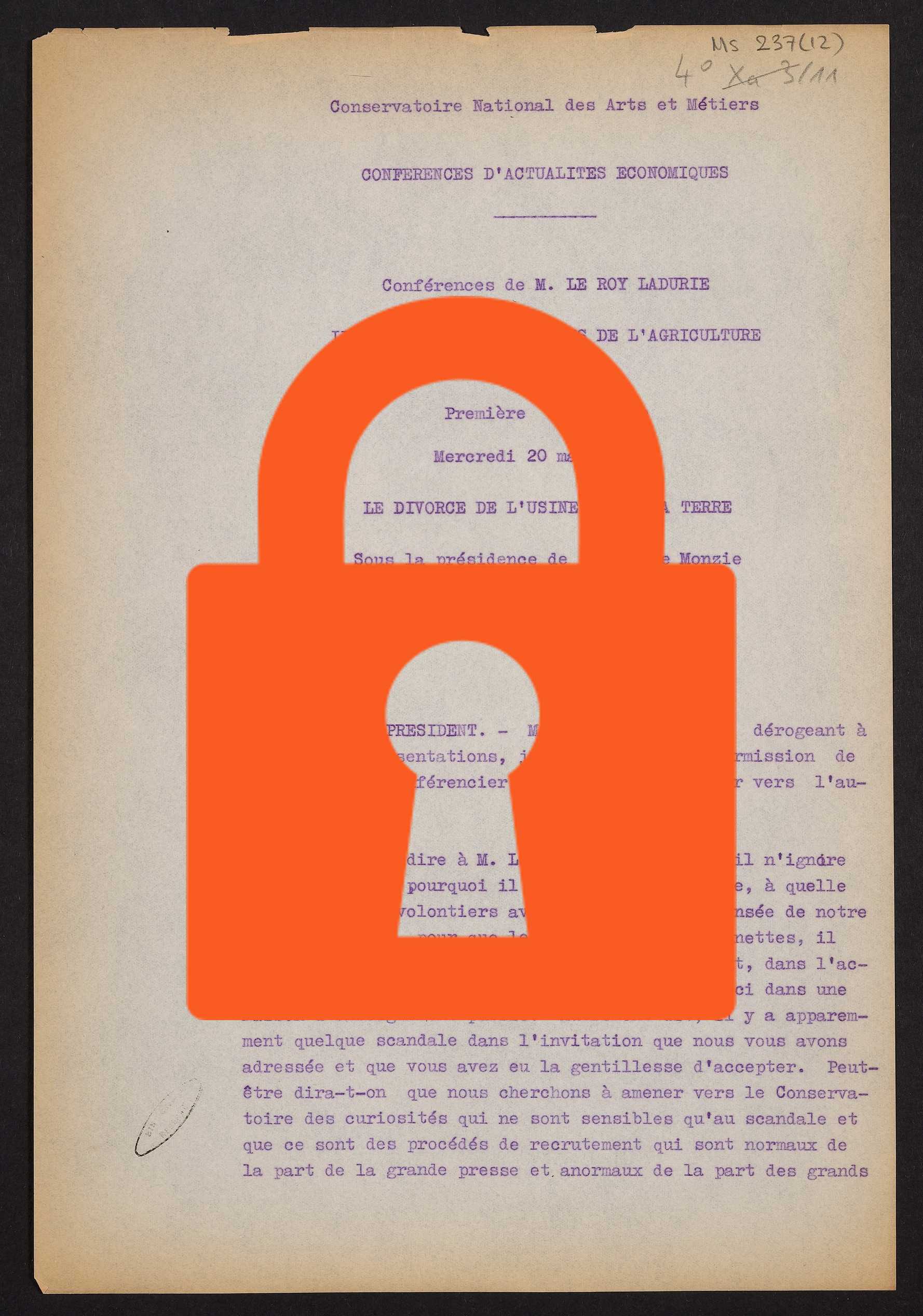 Page de titre du MS237.12