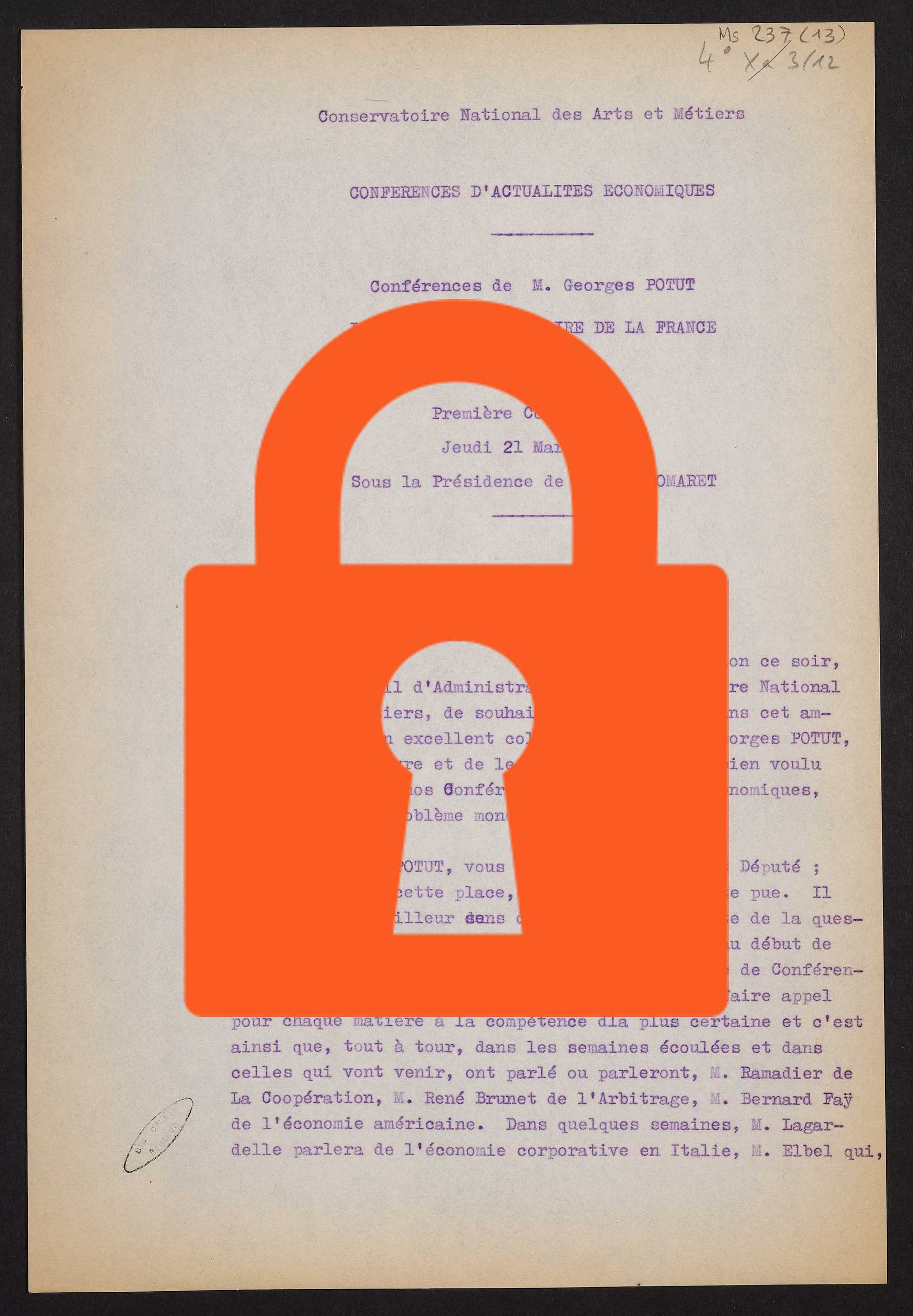 Page de titre du MS237.13