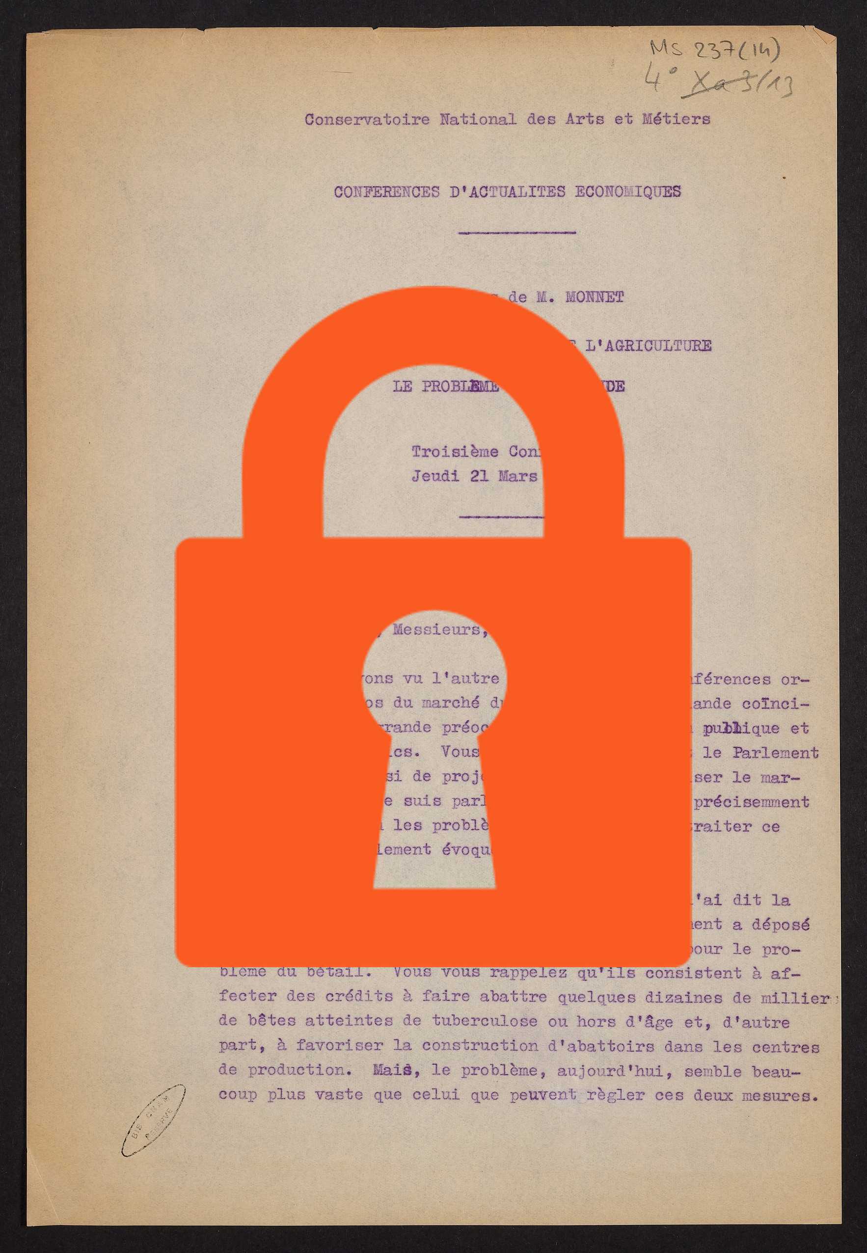 Page de titre du MS237.14
