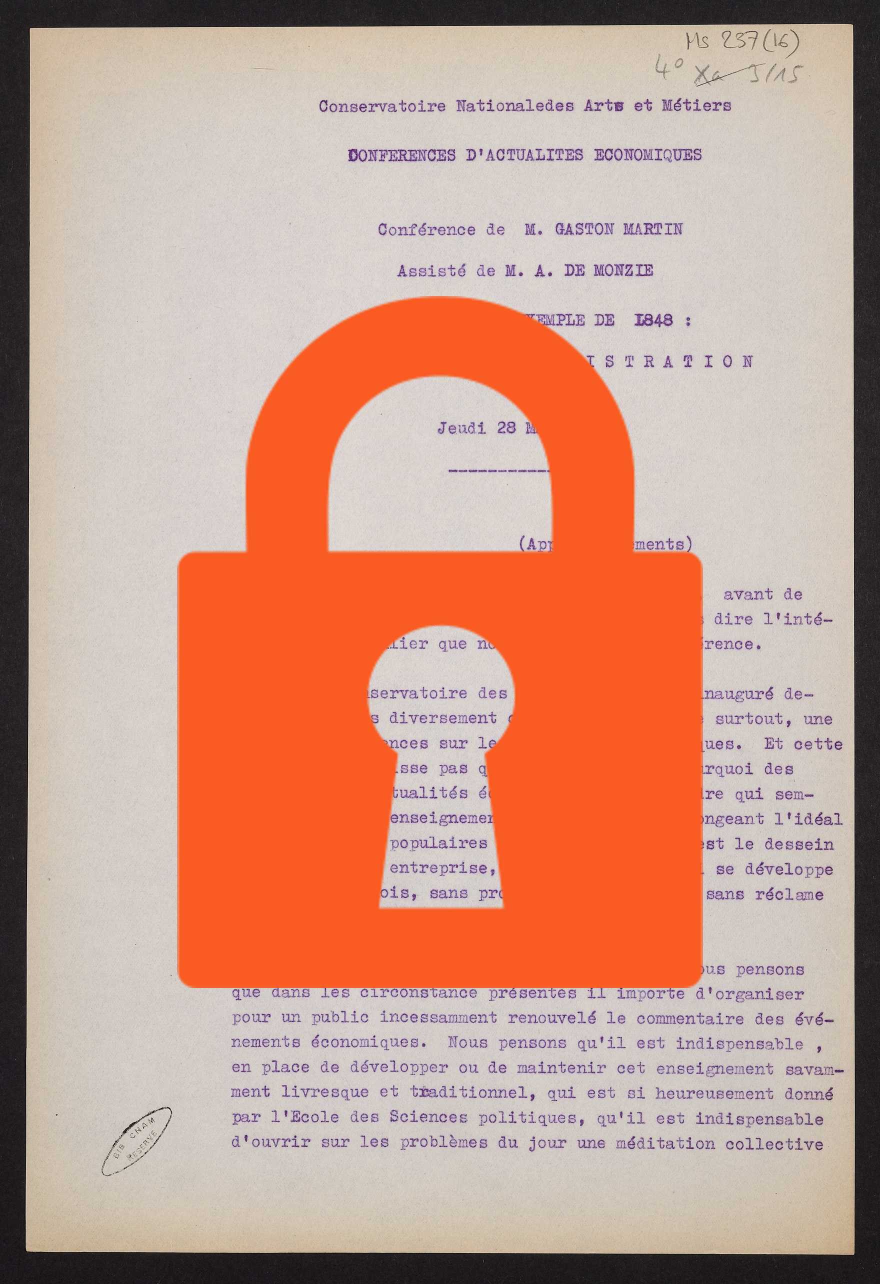 Page de titre du MS237.16