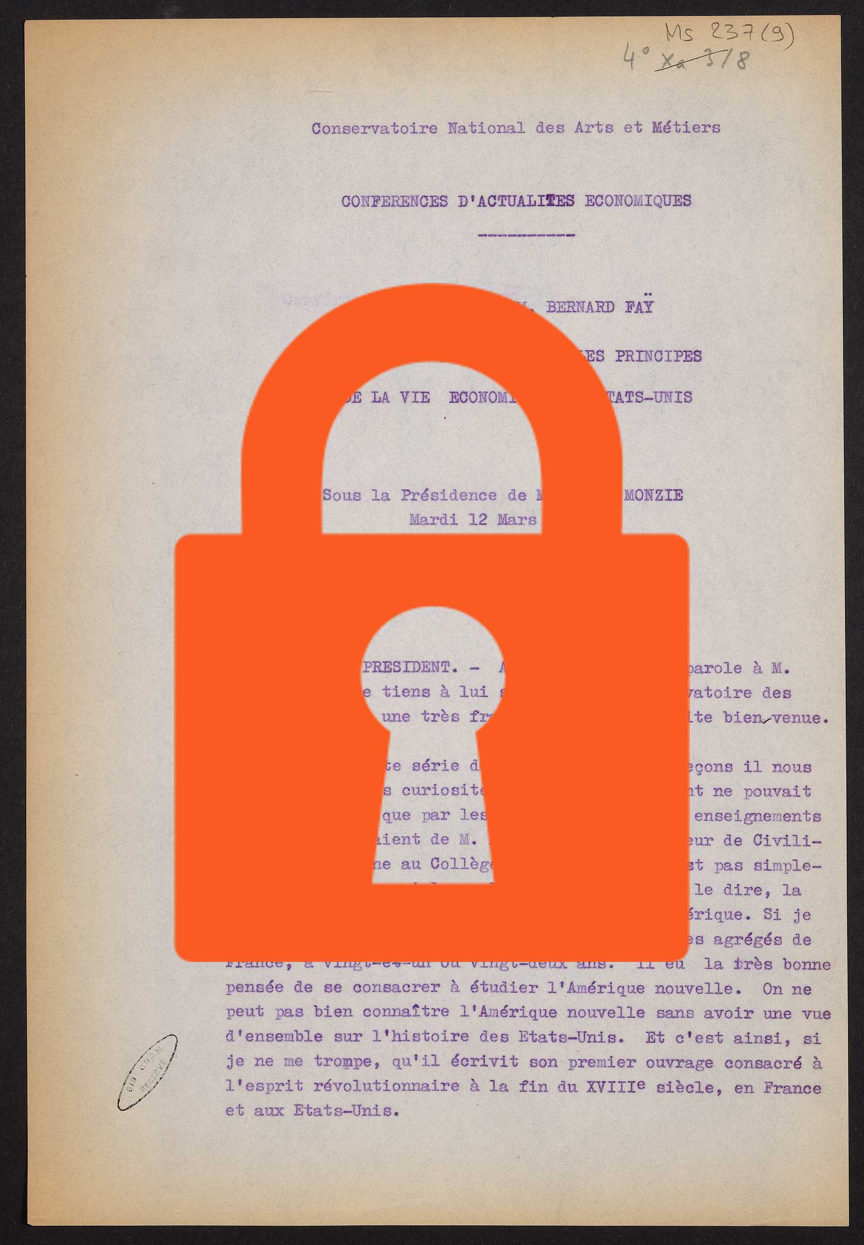 Page de titre du MS237.9